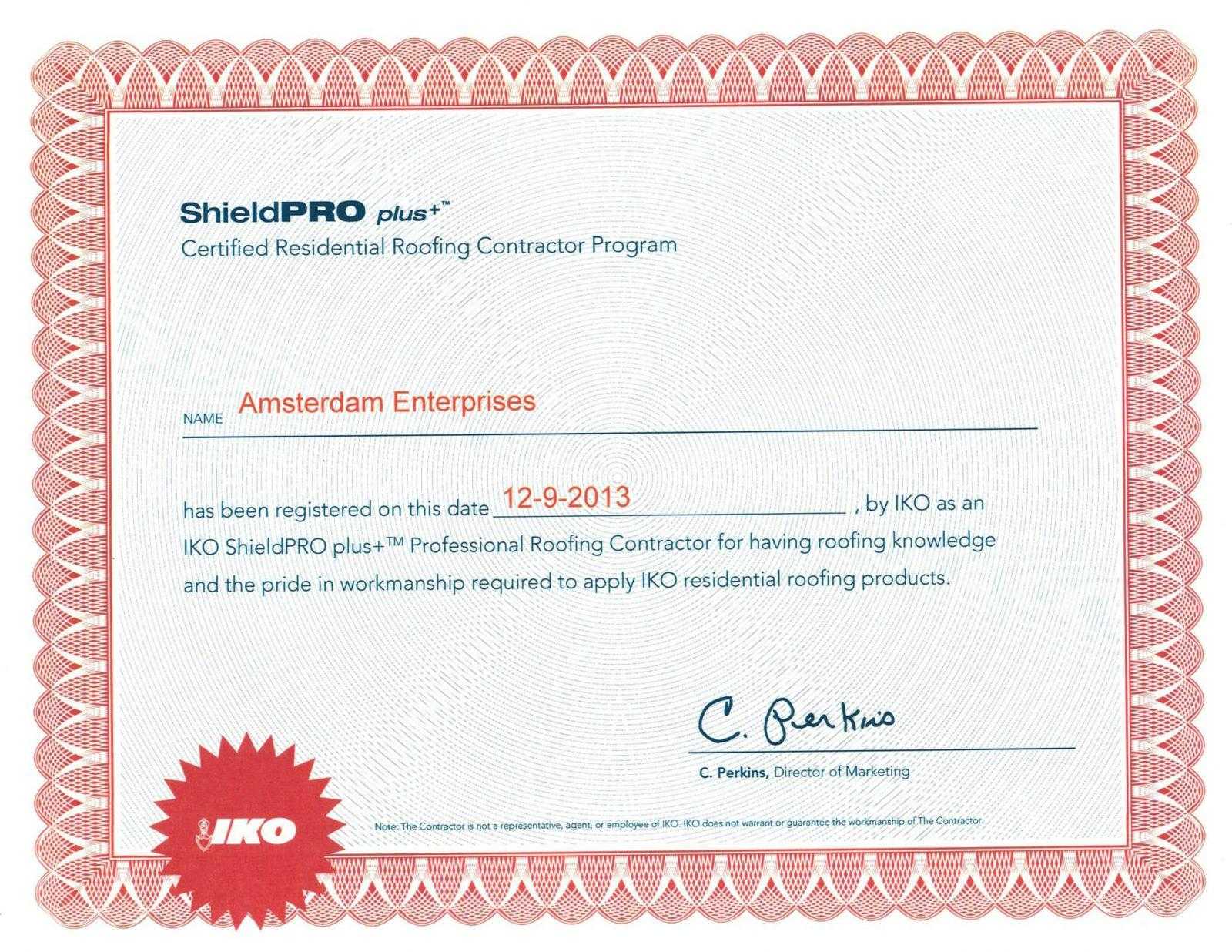 IKO-Shield-PRO-Certificate